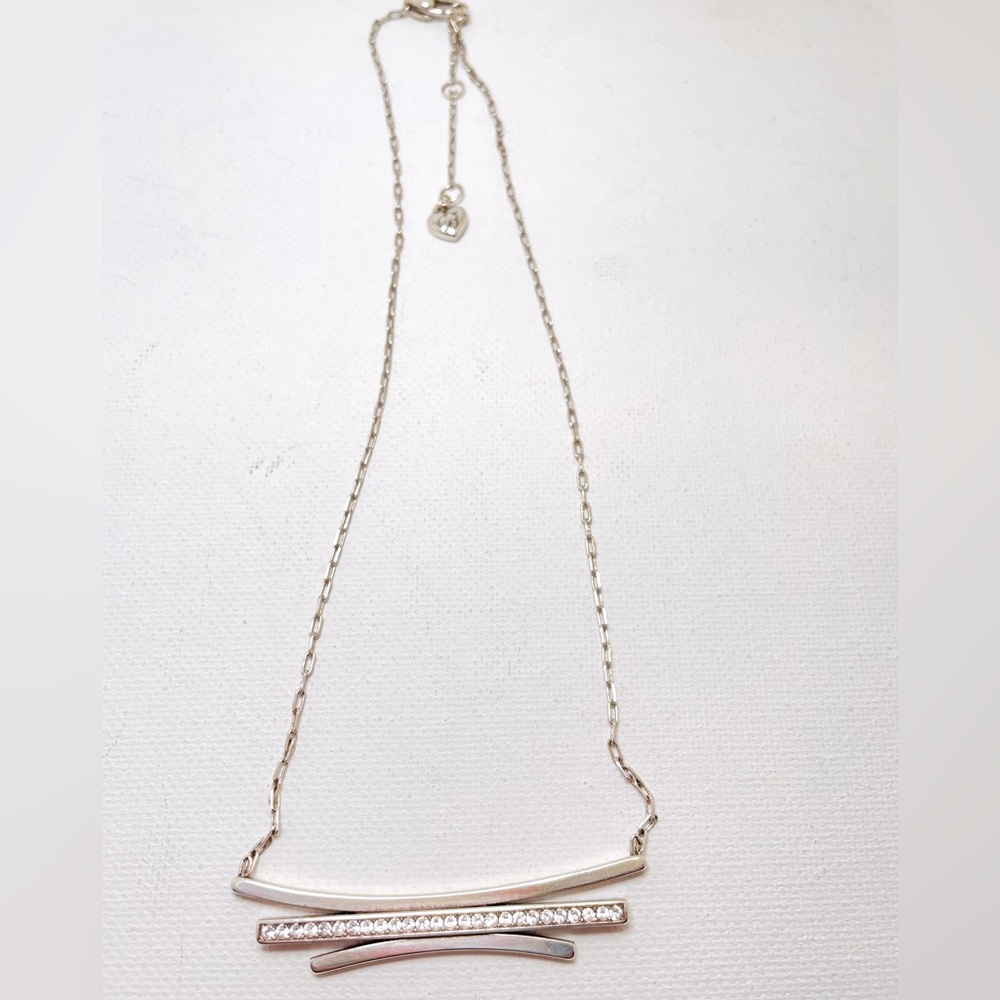 Brighton Chara Bar Silver Crystal Necklace Retired RARE